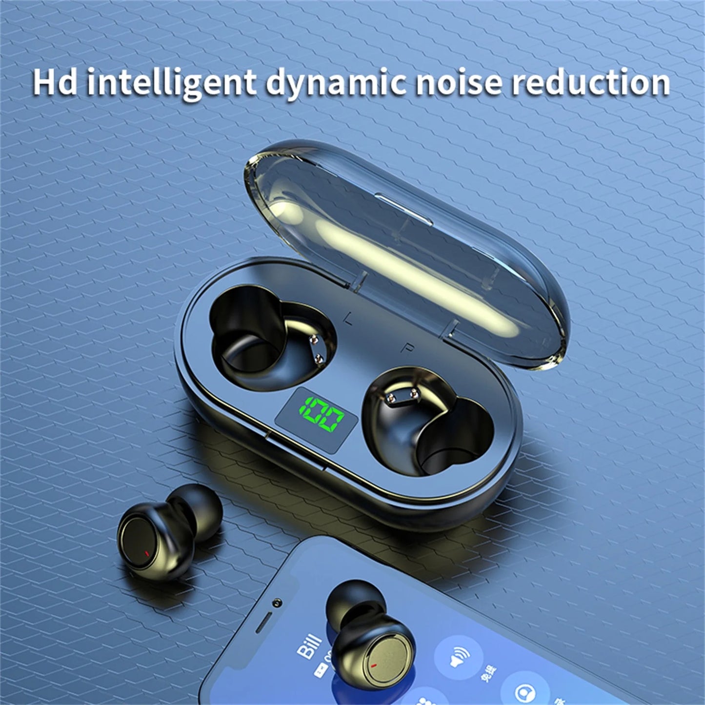 Rvasteizo Wireless Earbuds Mini Ear Buds 5.3 Bluetooth Headsets Light-Weight Earphones with Microphone & Charging Case Display