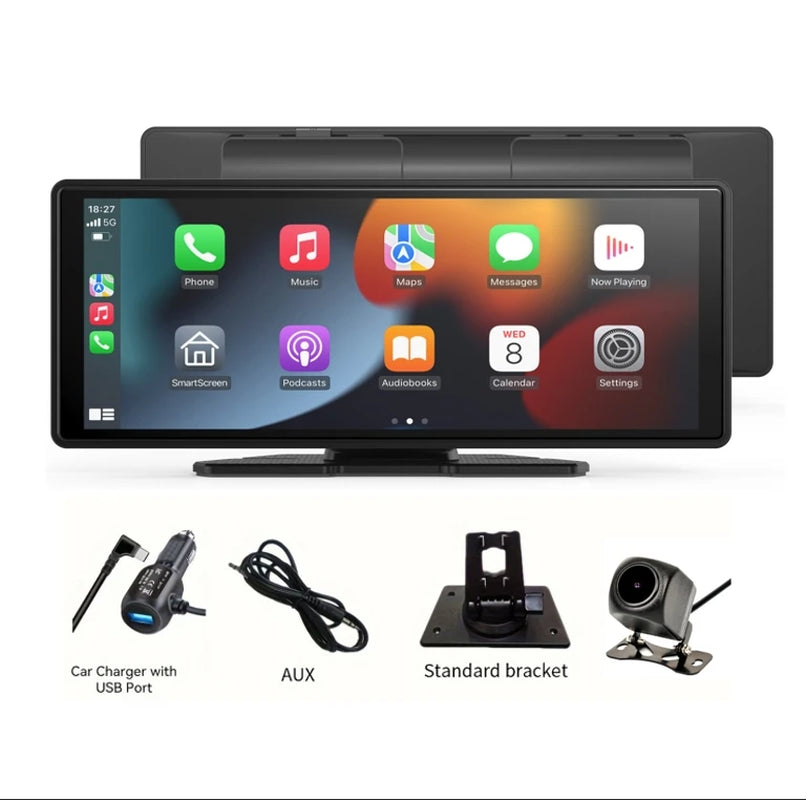 Wireless Portable Carplay Screen for Car 10.26Inch Carplay & Android Auto Car Touch Stereo, with Dash Cam, Backup Camera